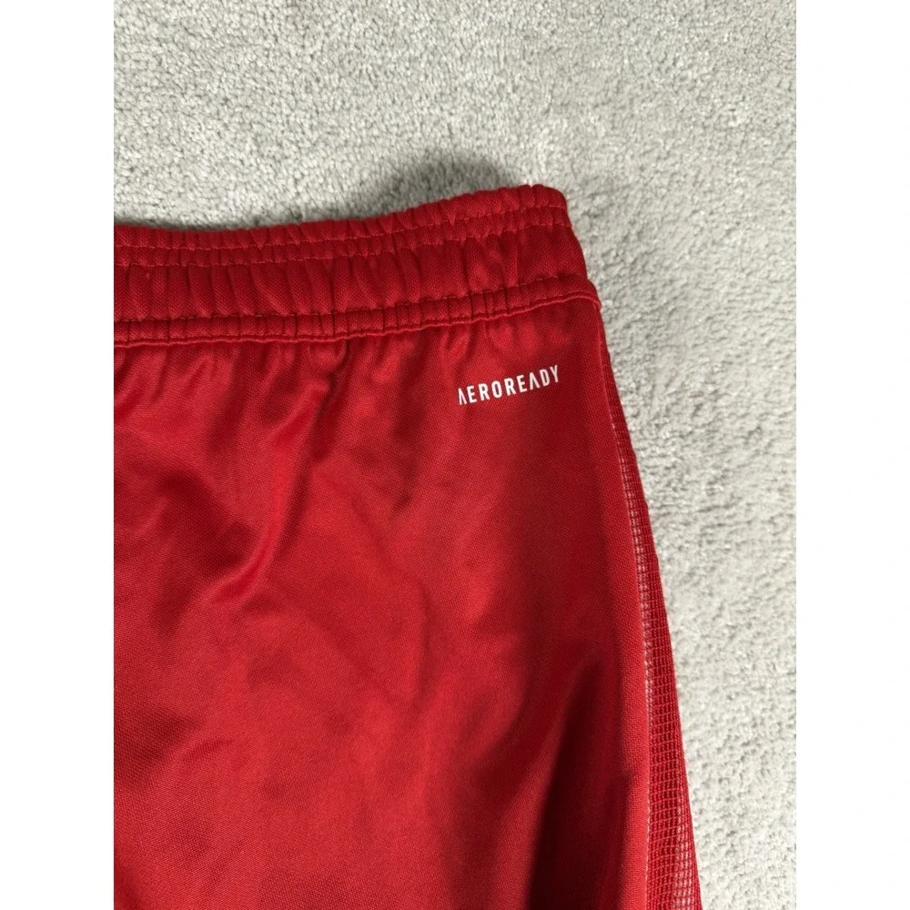 Adidas Track Pants‎ Mens 2XL Red AEROREADY Mesh Stripe Ankle Zip Pockets GT6841